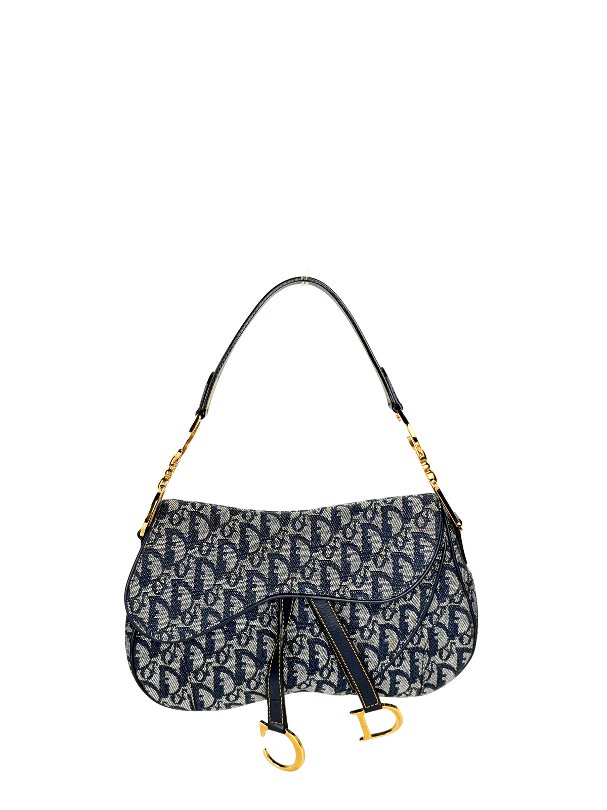 Vintage Dior Oblique Denim Double Saddle