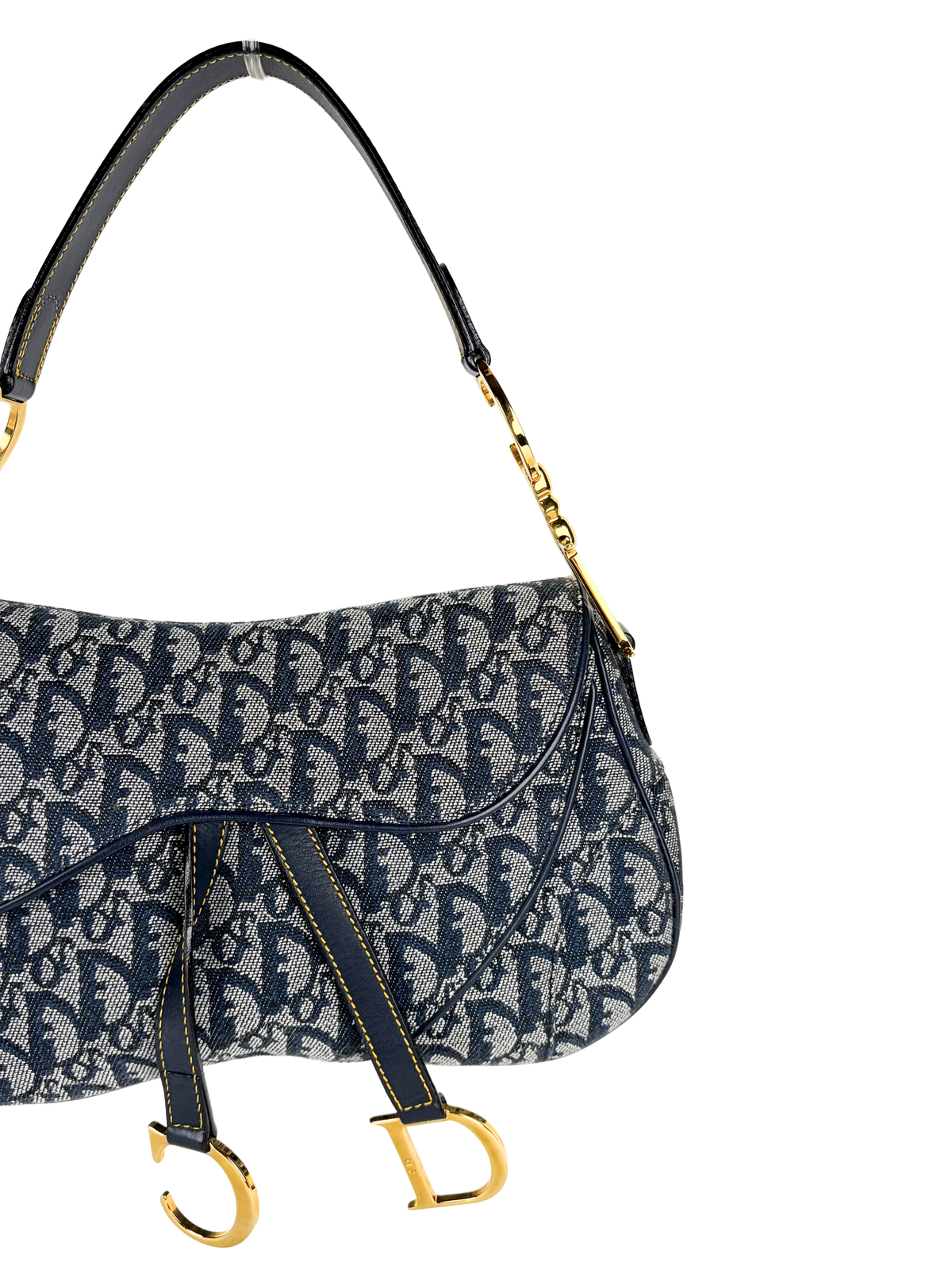 Vintage Dior Oblique Denim Double Saddle
