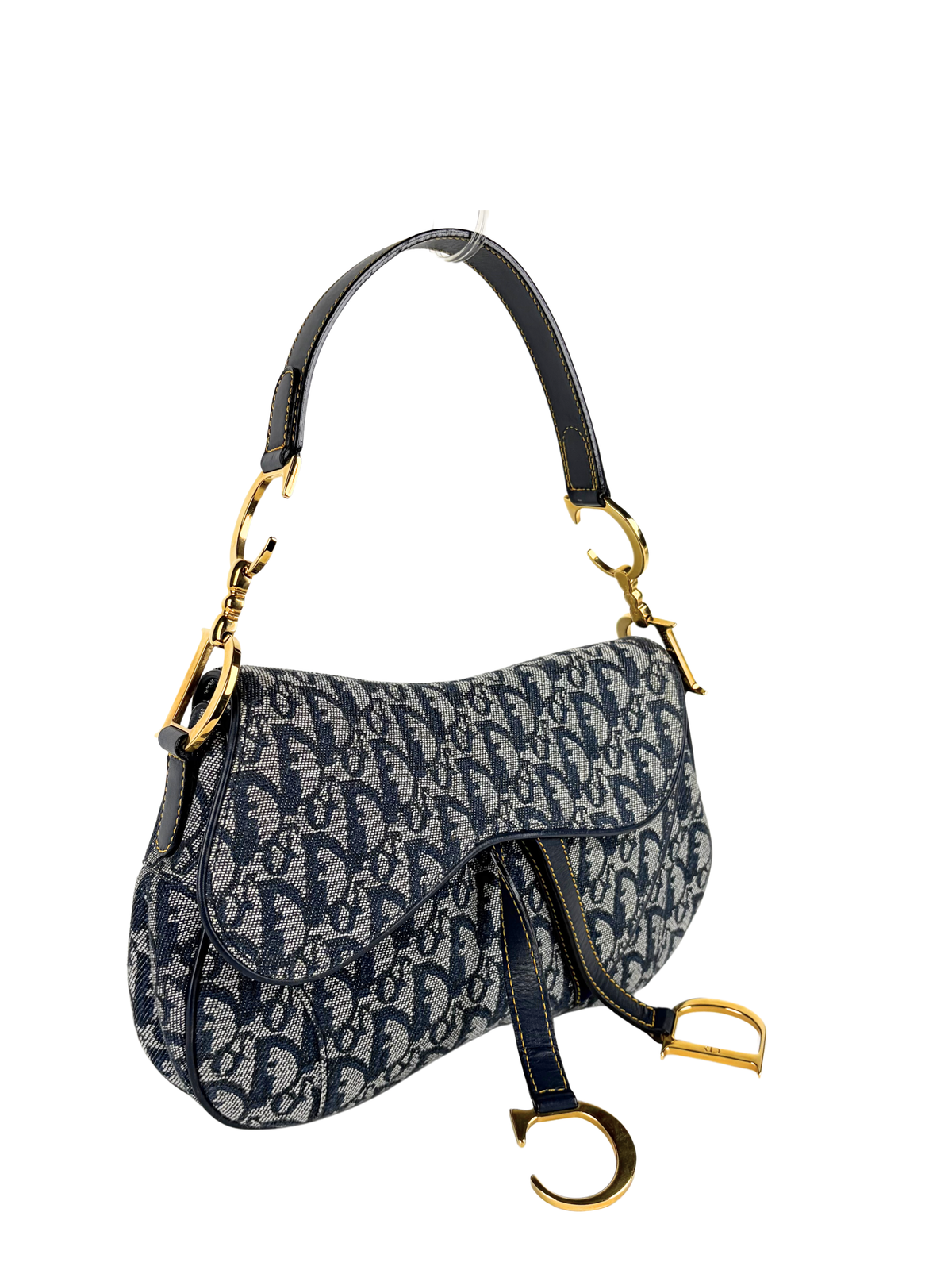 Vintage Dior Oblique Denim Double Saddle