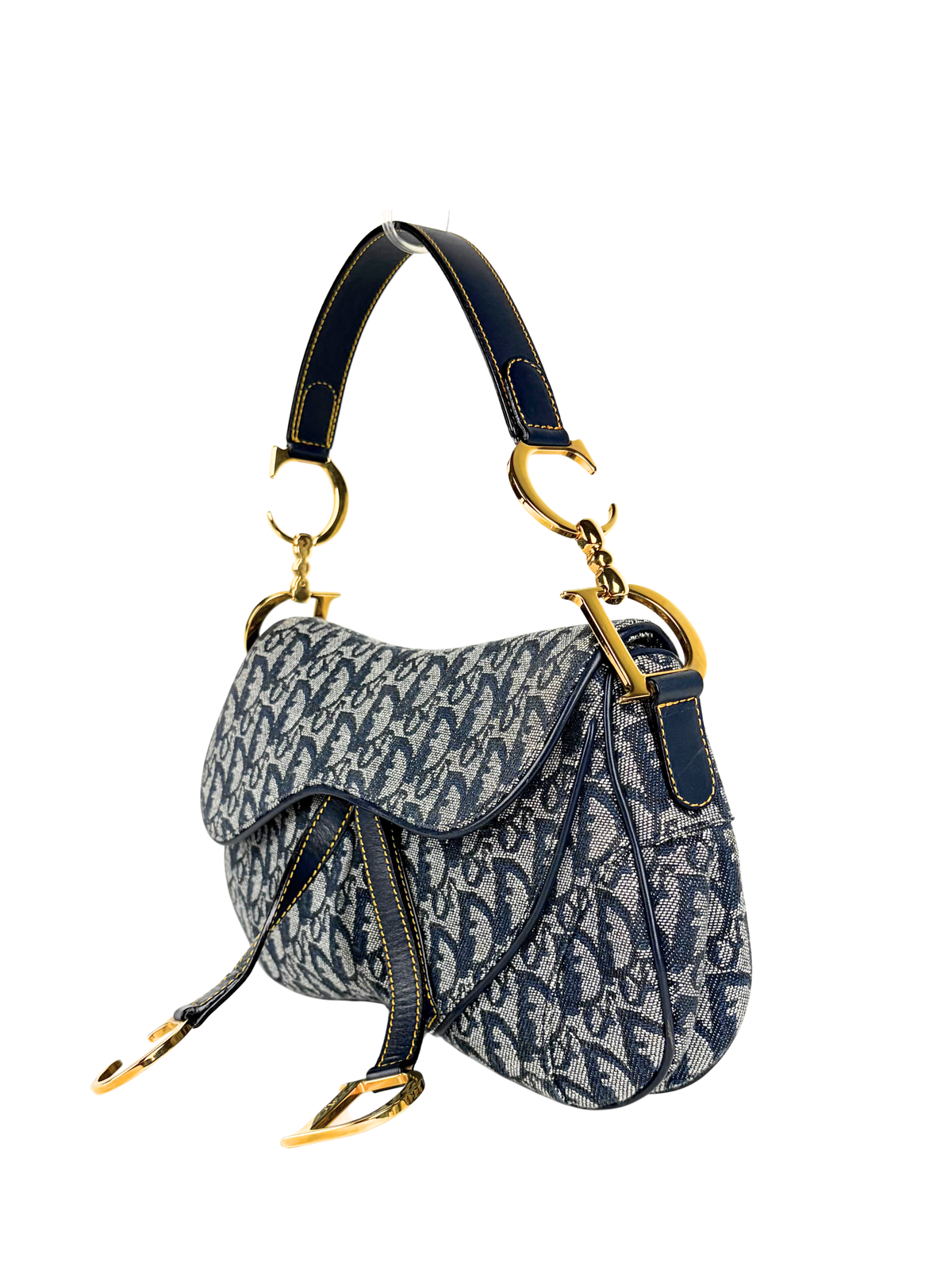 Vintage Dior Oblique Denim Double Saddle