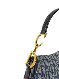 Vintage Dior Oblique Denim Double Saddle