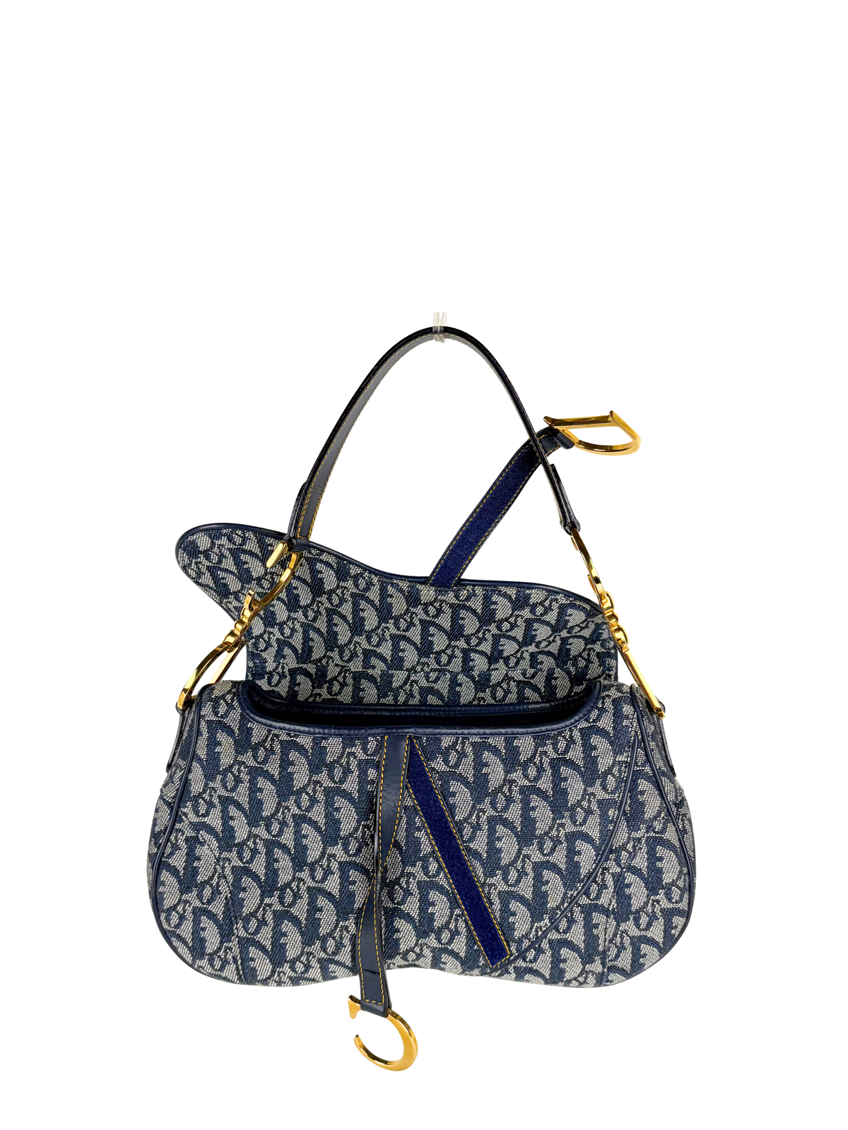 Vintage Dior Oblique Denim Double Saddle