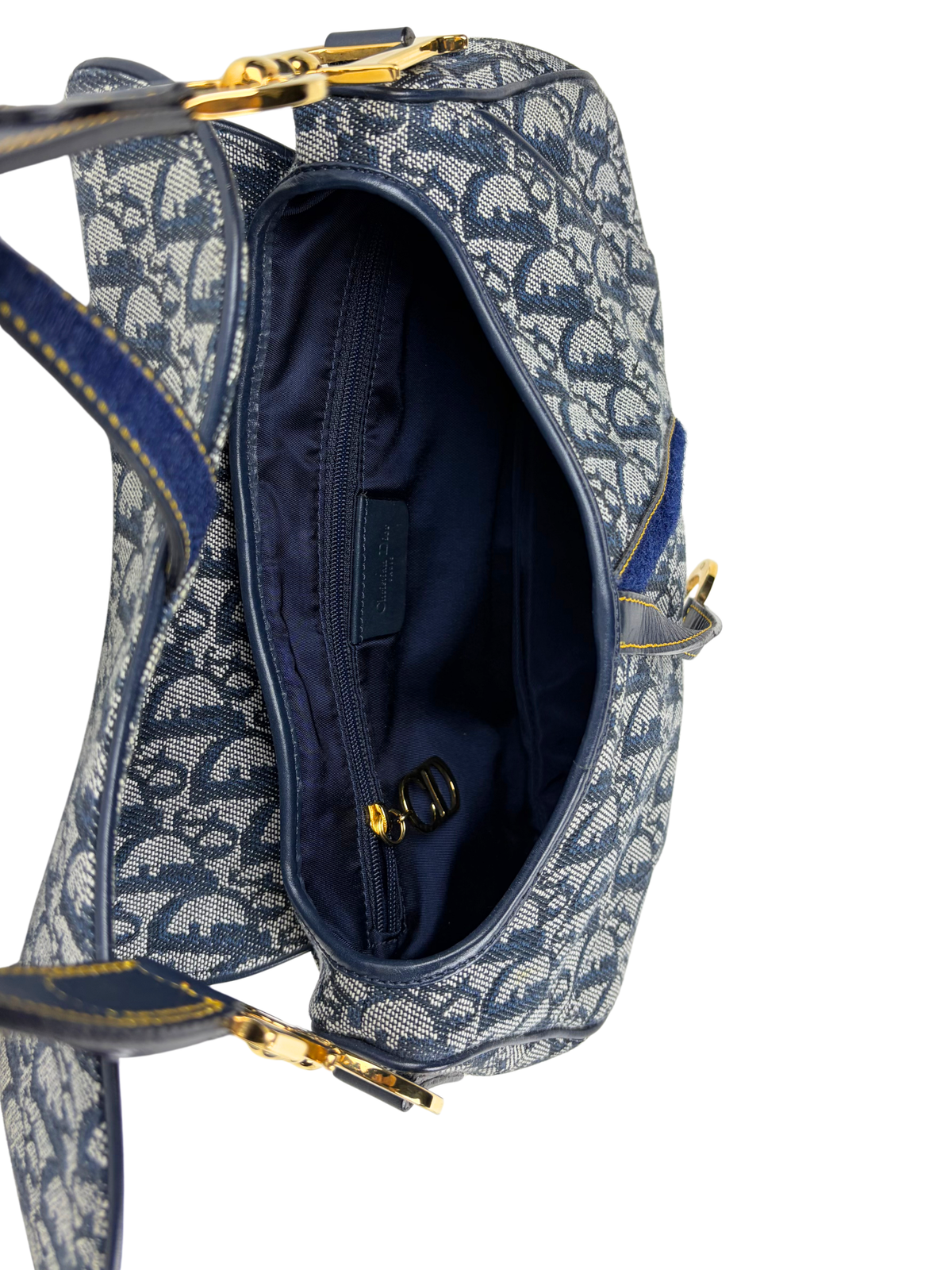 Vintage Dior Oblique Denim Double Saddle