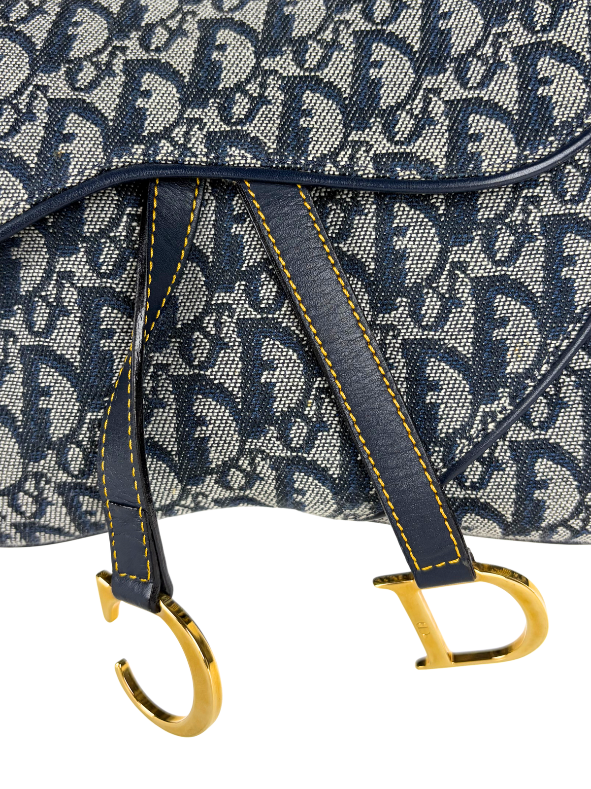 Vintage Dior Oblique Denim Double Saddle