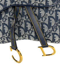 Vintage Dior Oblique Denim Double Saddle