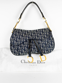 Vintage Dior Oblique Denim Double Saddle