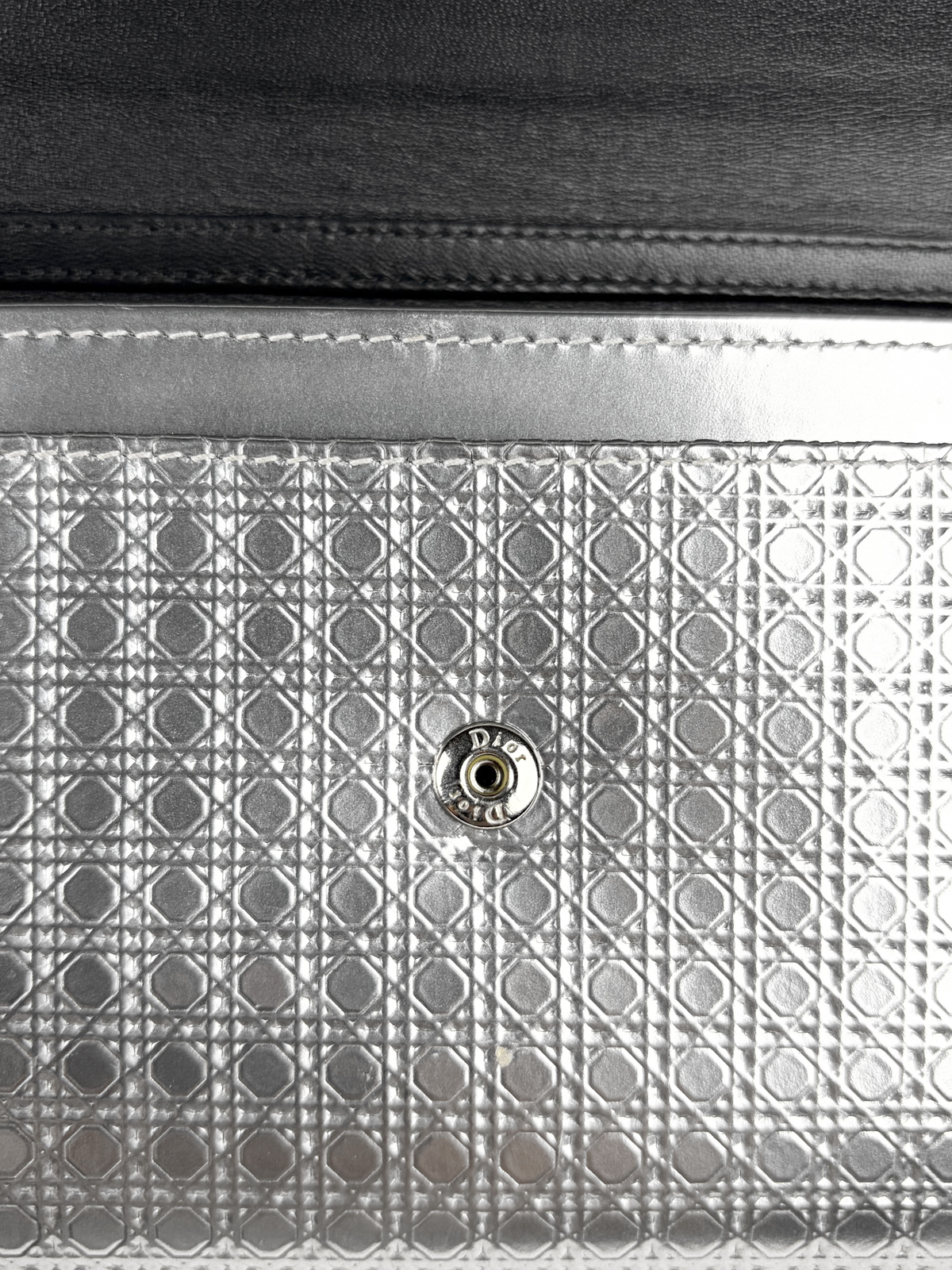 Dior Metallic Microcannage Wallet on Chain
