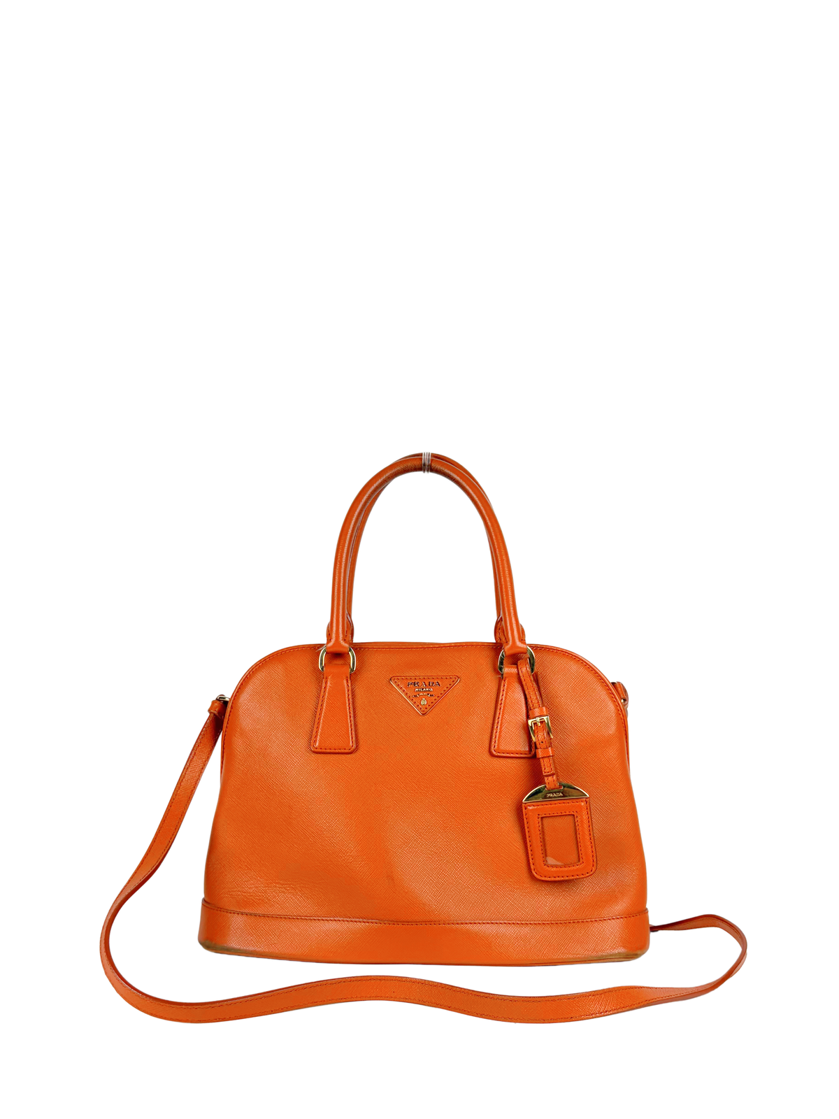 Prada Orange Saffiano Lux Promenade Bag