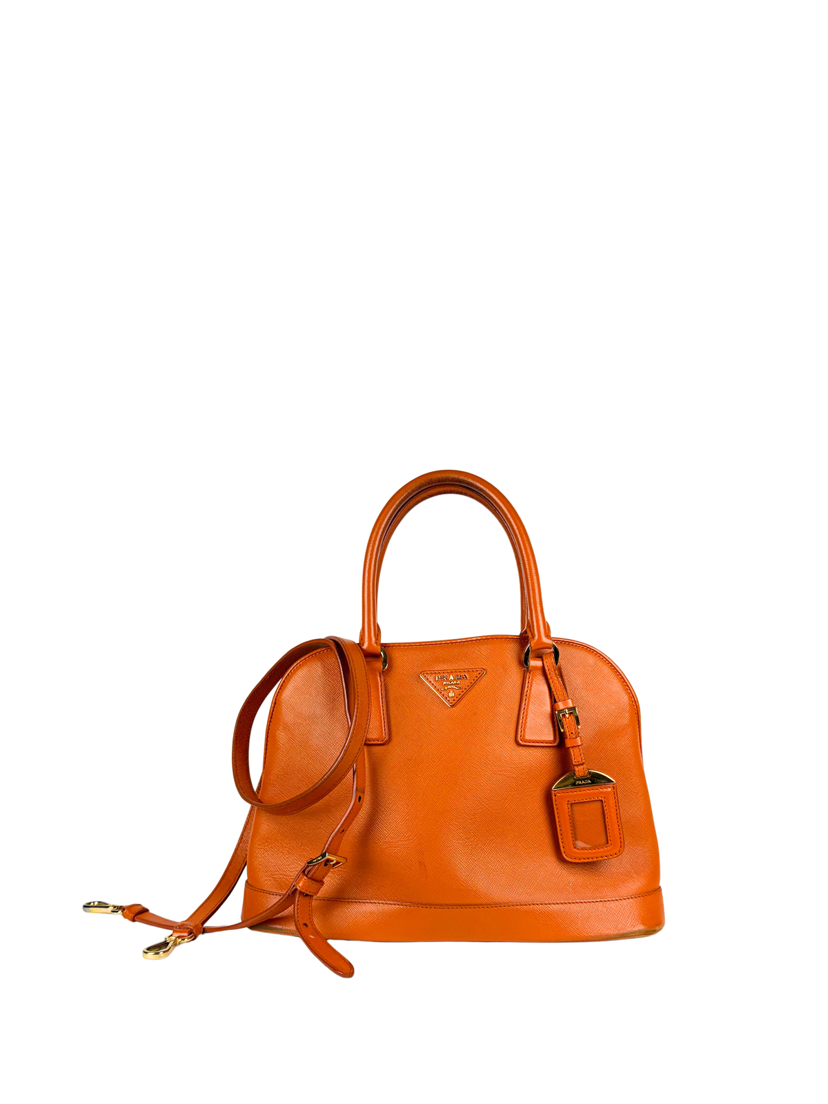 Prada Orange Saffiano Lux Promenade Bag