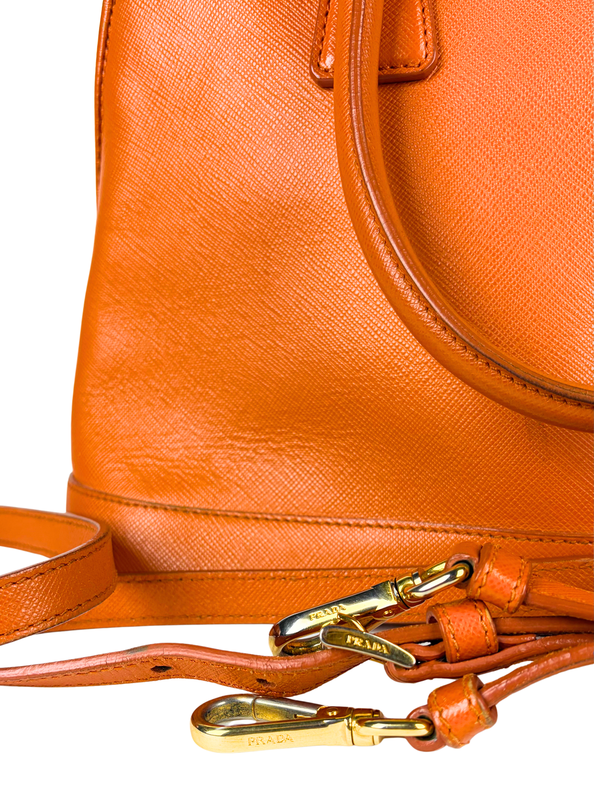 Prada Orange Saffiano Lux Promenade Bag
