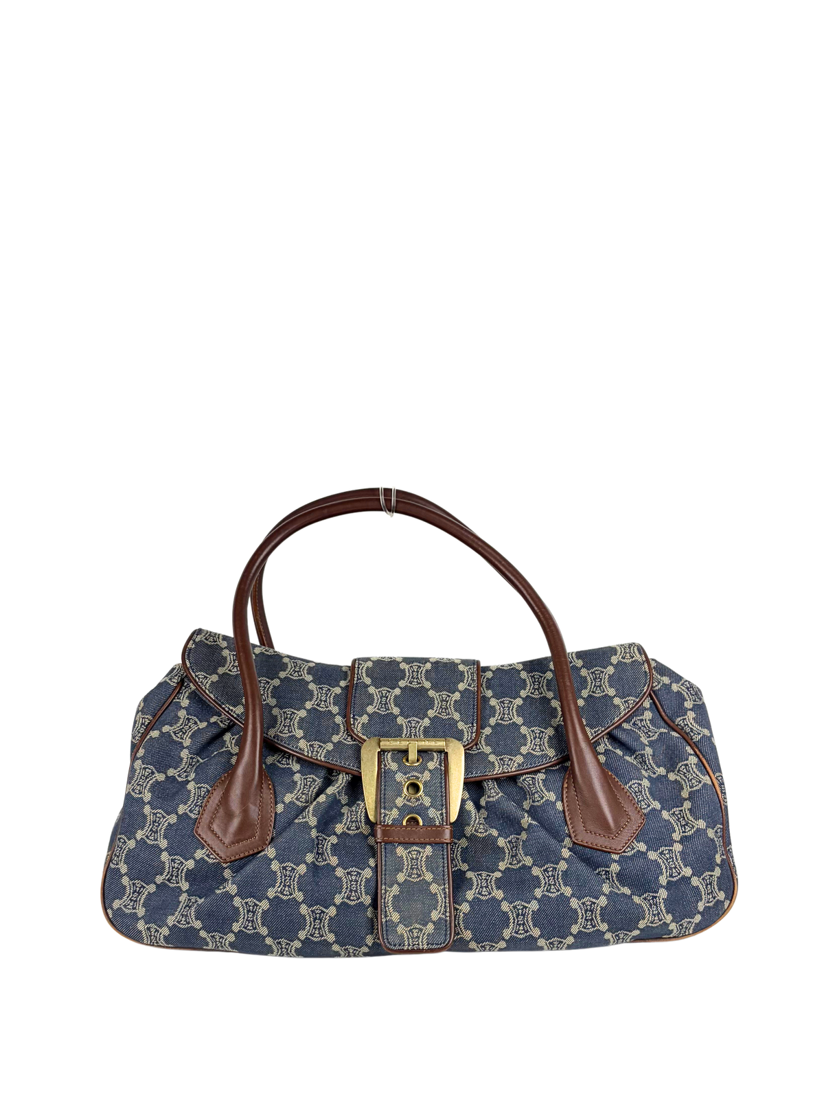 Vintage Celine Macadam Denim Buckle Shoulder Bag