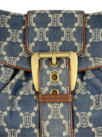 Vintage Celine Macadam Denim Buckle Shoulder Bag