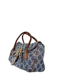 Vintage Celine Macadam Denim Buckle Shoulder Bag