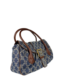 Vintage Celine Macadam Denim Buckle Shoulder Bag