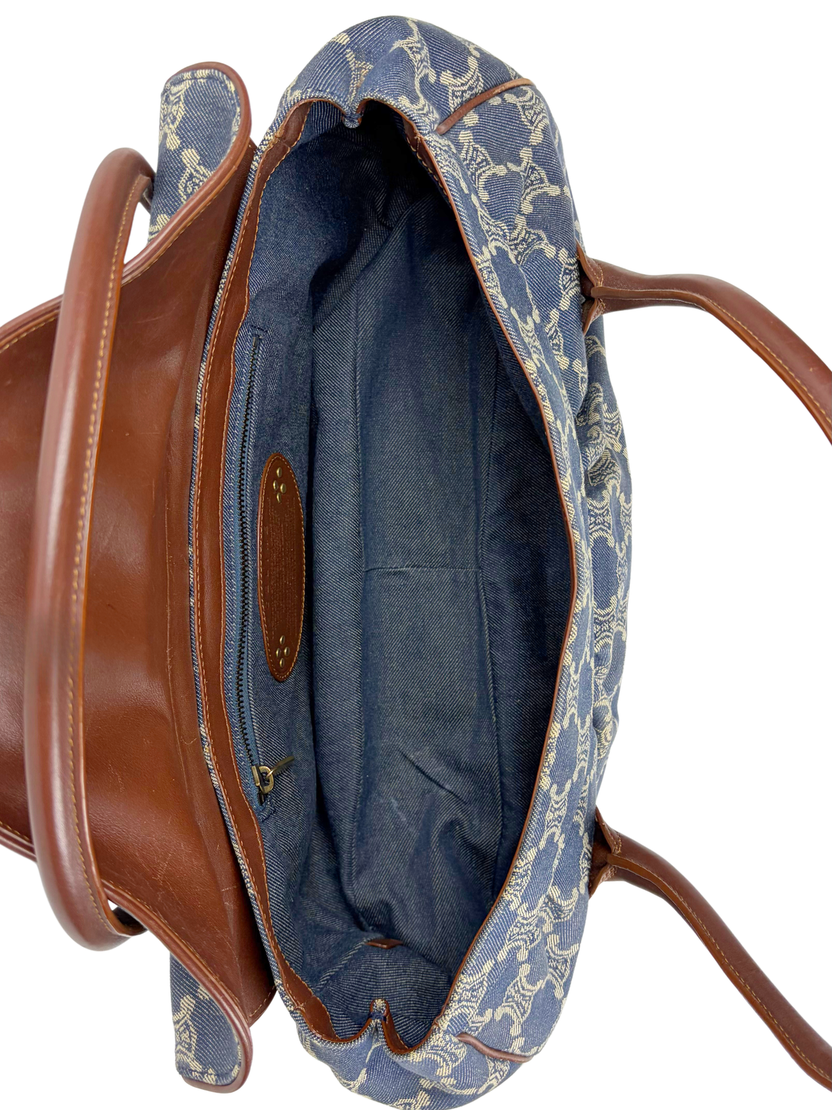 Vintage Celine Macadam Denim Buckle Shoulder Bag