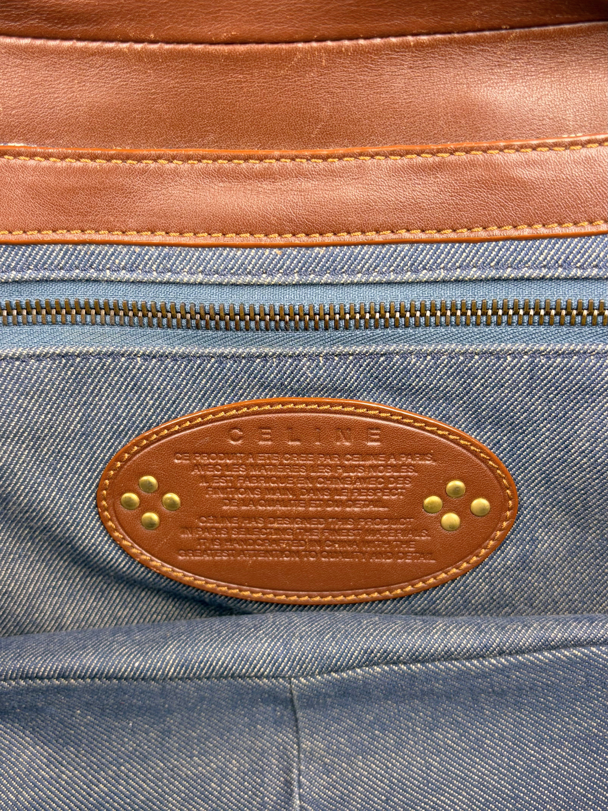 Vintage Celine Macadam Denim Buckle Shoulder Bag