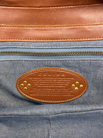 Vintage Celine Macadam Denim Buckle Shoulder Bag