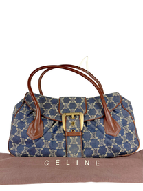 Vintage Celine Macadam Denim Buckle Shoulder Bag