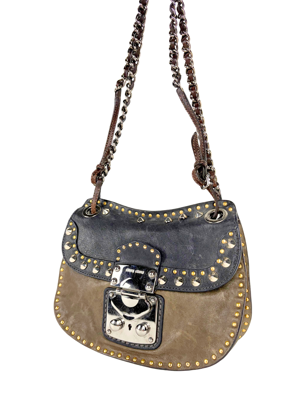 Miu Miu Nappa Borchie Studded Crossbody Bag
