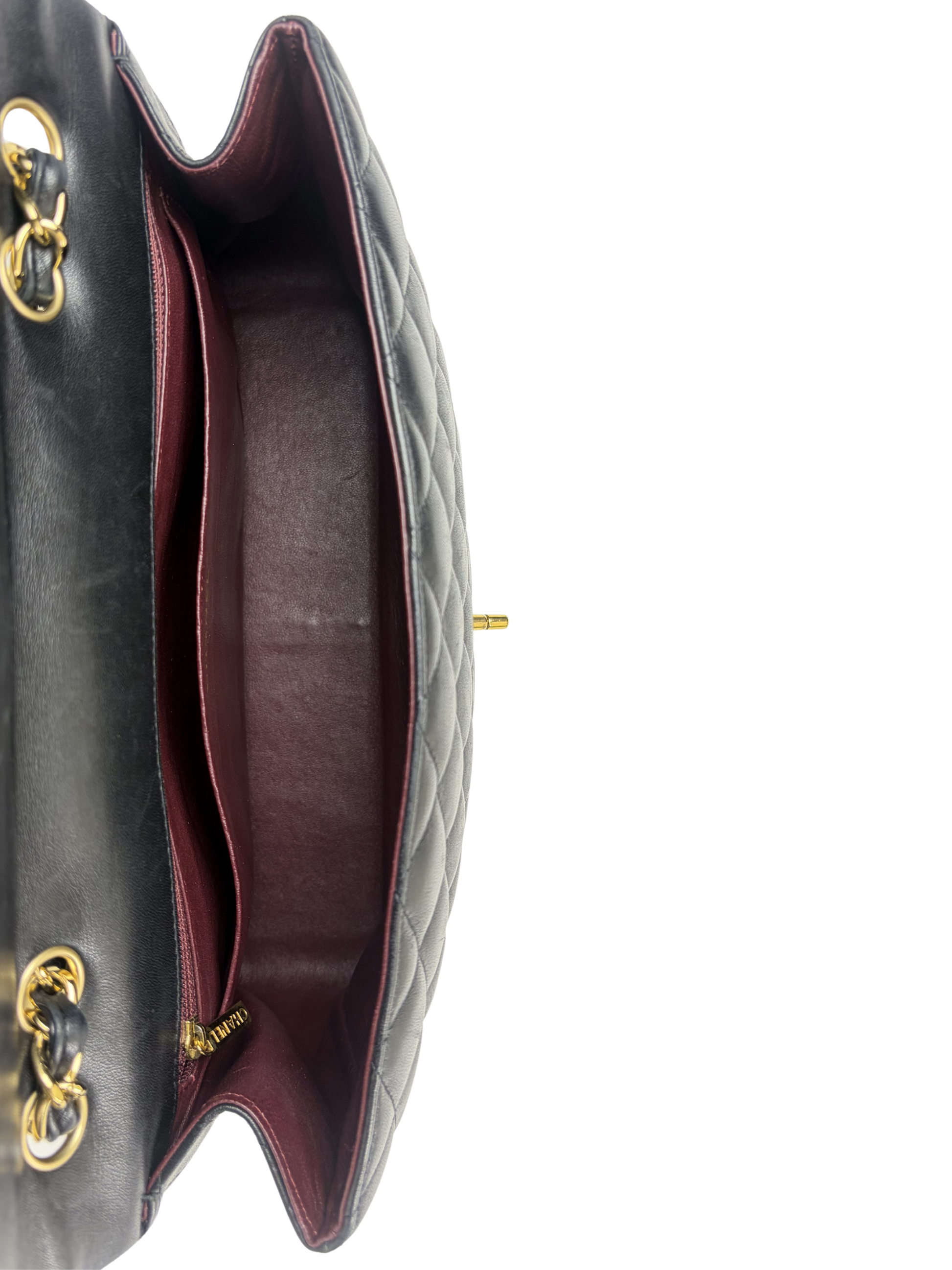Chanel Jumbo Classic Flap Bag in Black Lambskin Leather
