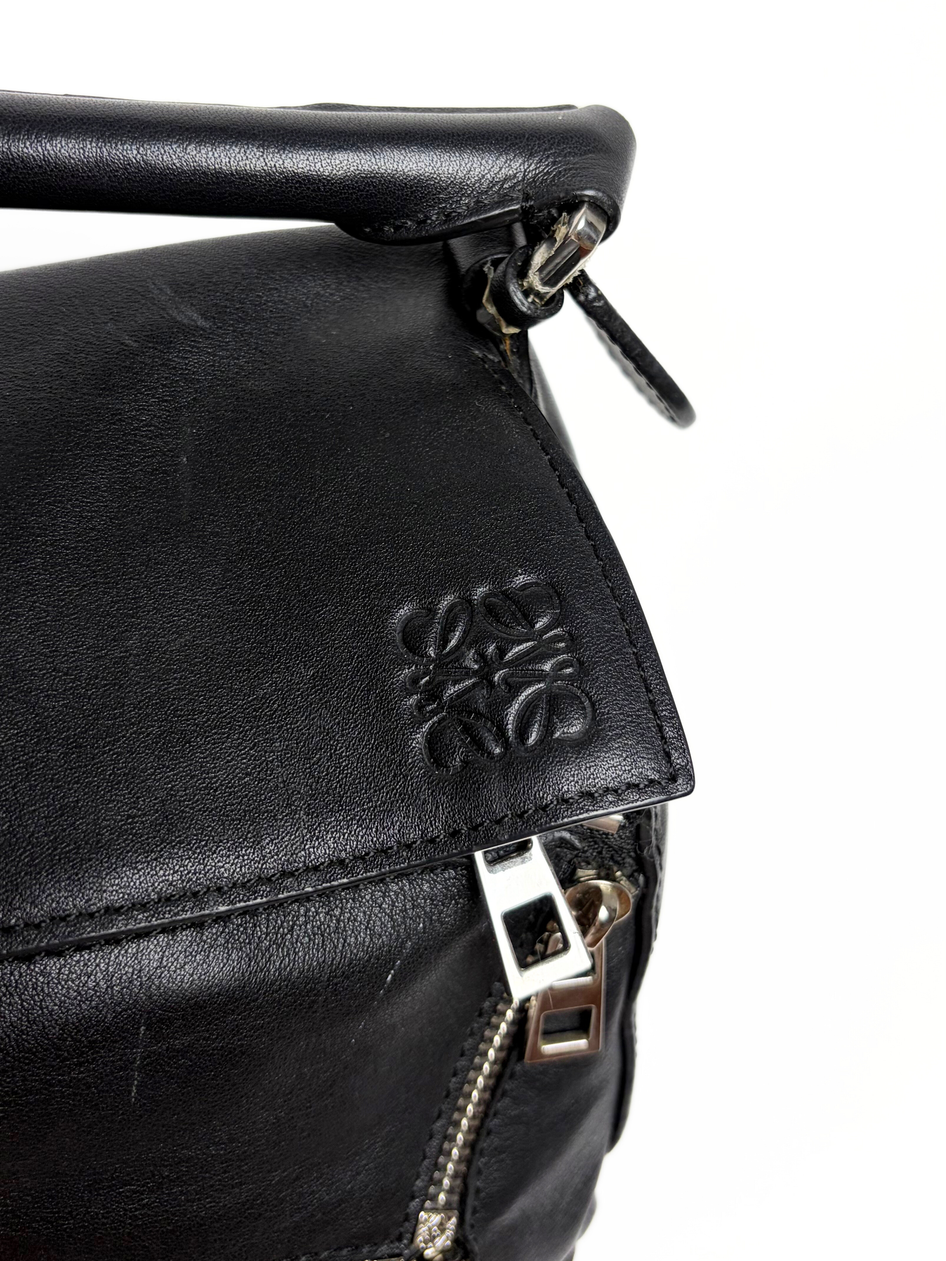 Loewe Puzzle Zipper Bag Black Leather