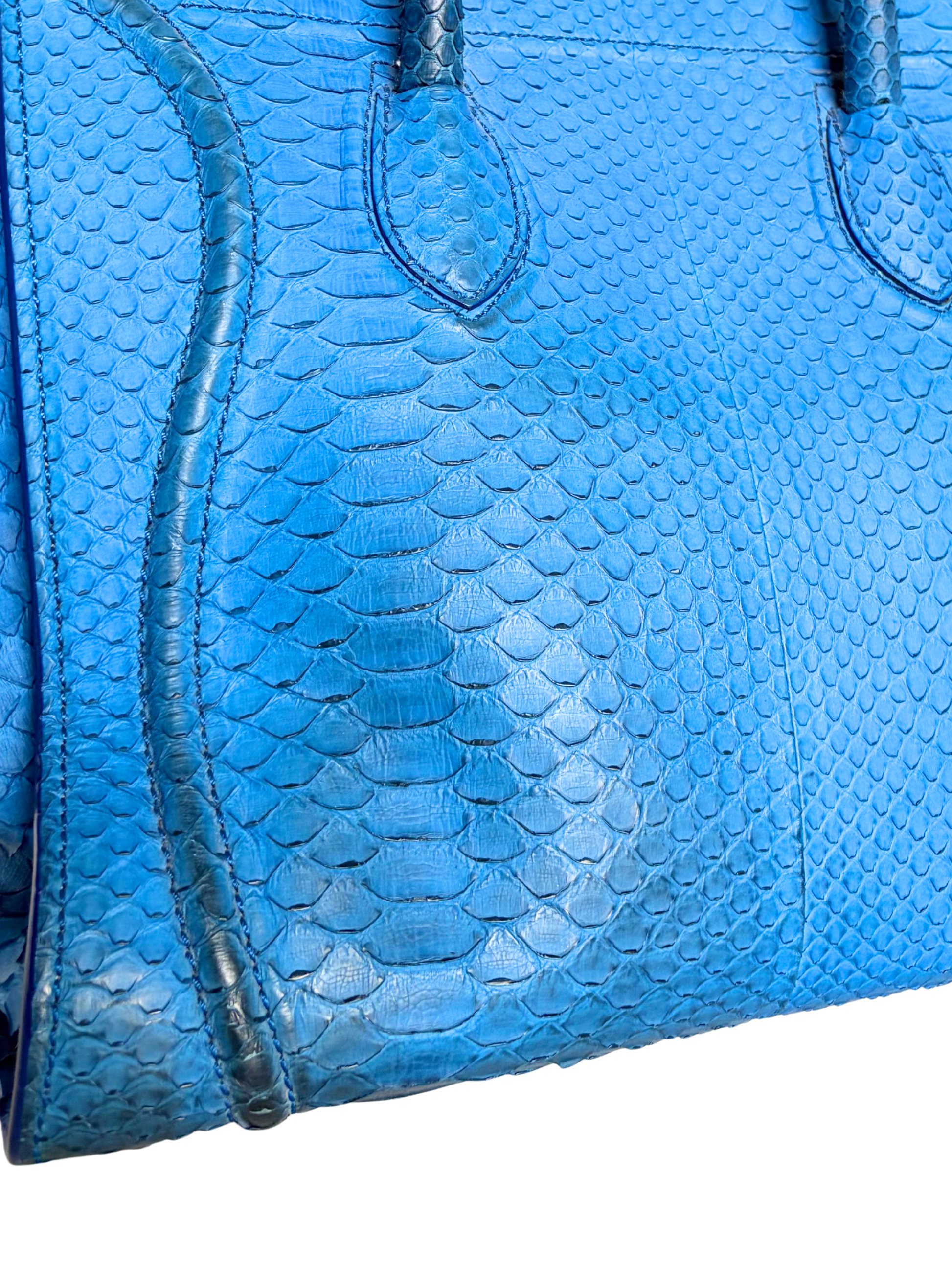 Céline Phantom Luggage Tote Blue Python