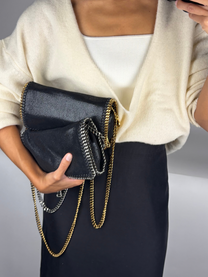 Stella McCartney Falabella Shaggy Deer Gold-Chain Crossbody Flap Bag