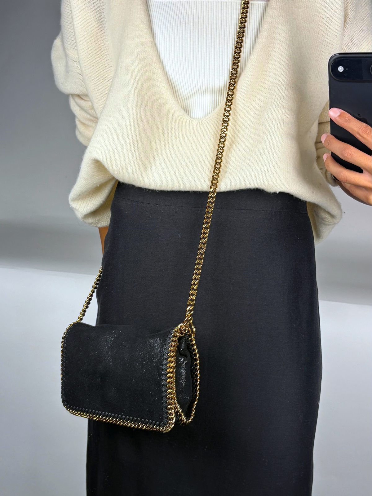 Stella McCartney Falabella Shaggy Deer Gold-Chain Crossbody Flap Bag