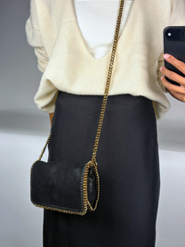 Stella McCartney Falabella Shaggy Deer Gold-Chain Crossbody Flap Bag