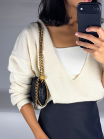 Stella McCartney Falabella Shaggy Deer Gold-Chain Crossbody Flap Bag