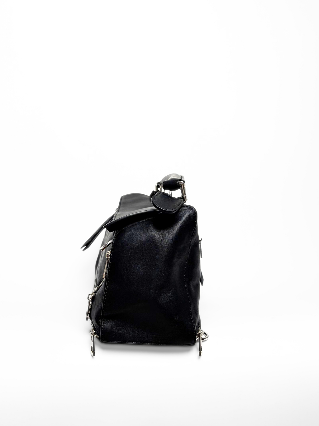 Loewe Puzzle Zipper Bag Black Leather