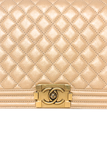 Chanel Boy Bag Medium Quilted Lambskin Beige with Gold Hardware