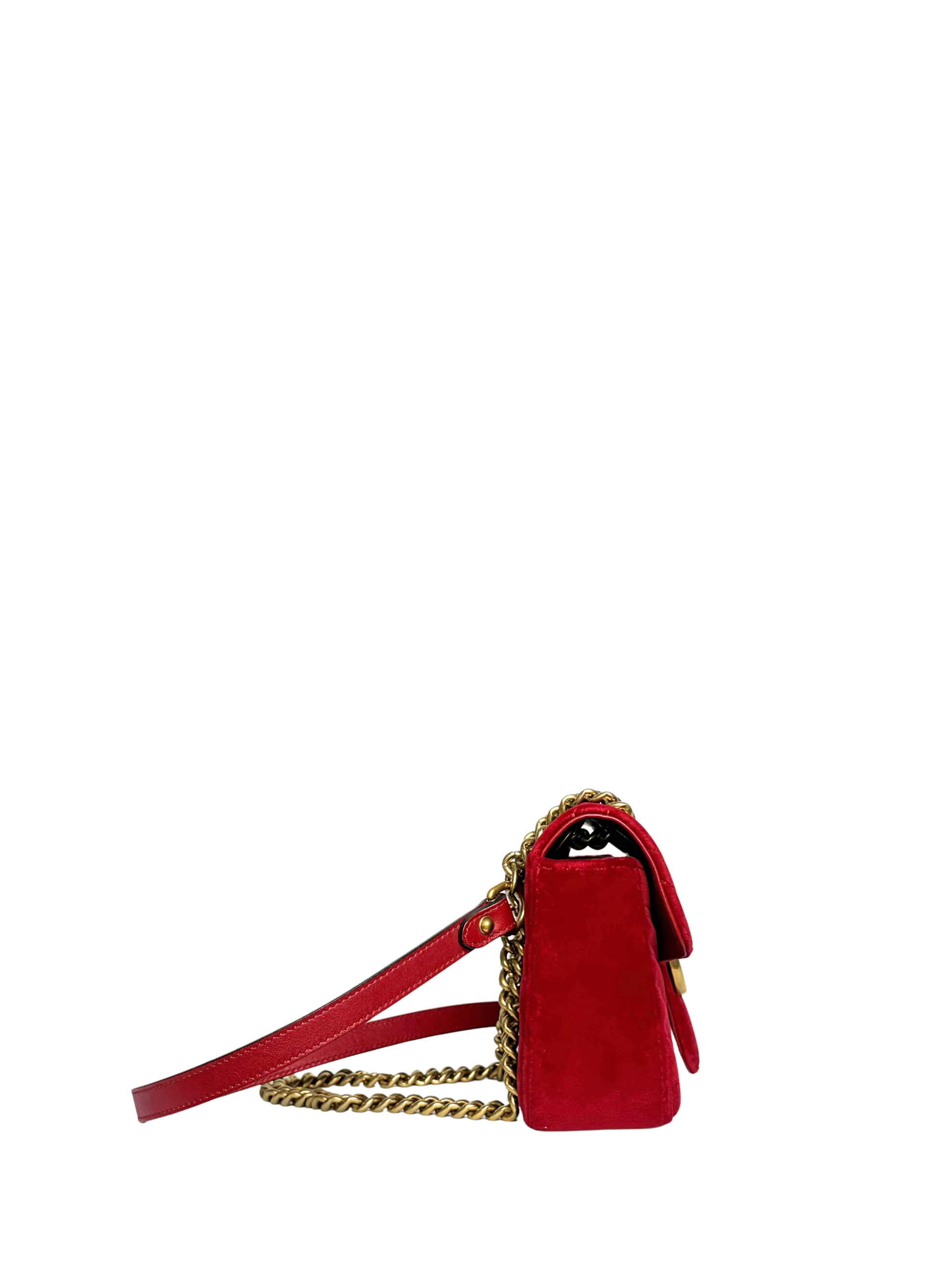 Gucci GG Marmont Red Mini Velvet Shoulder Bag