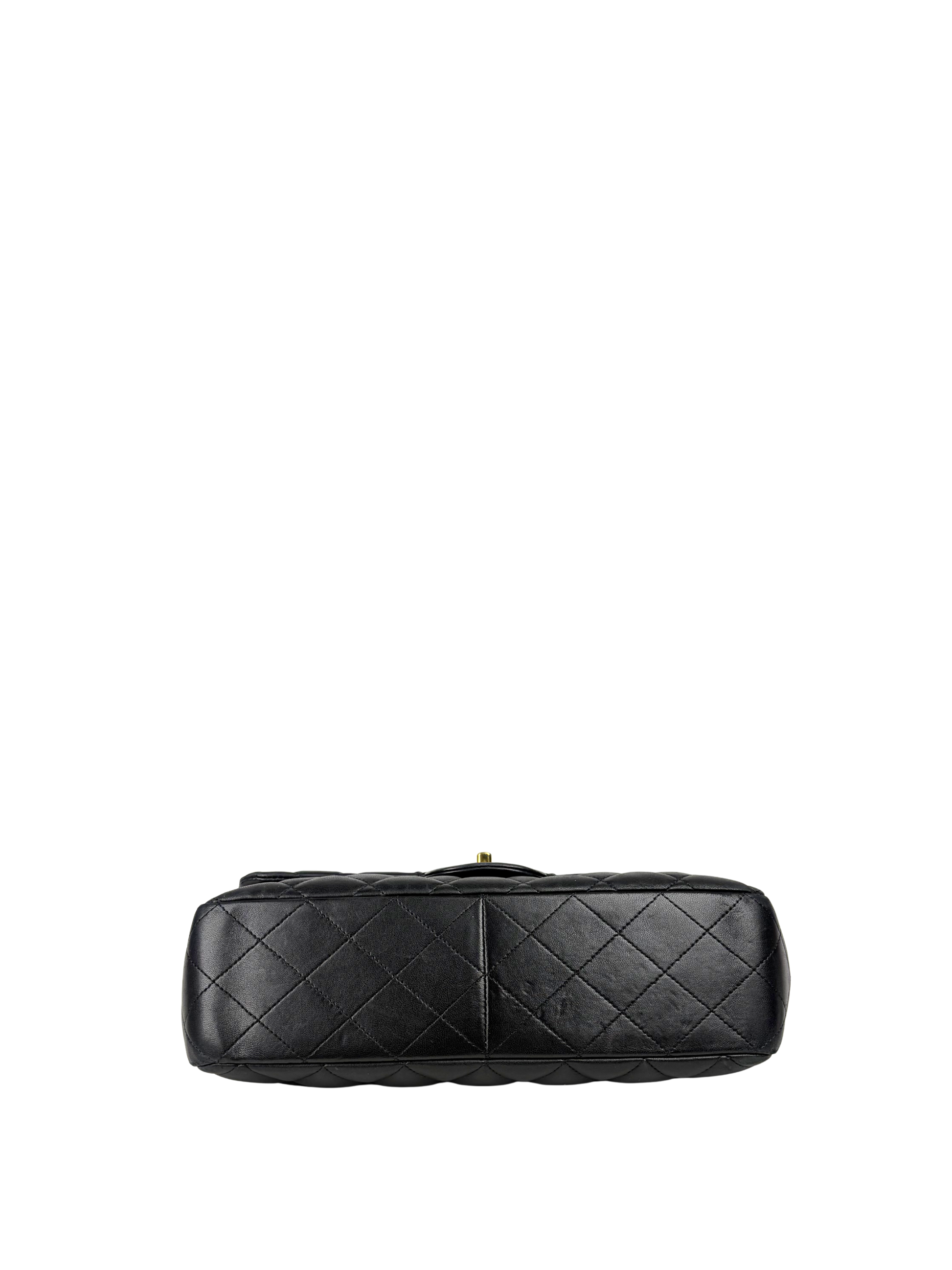 Chanel Jumbo Classic Flap Bag in Black Lambskin Leather