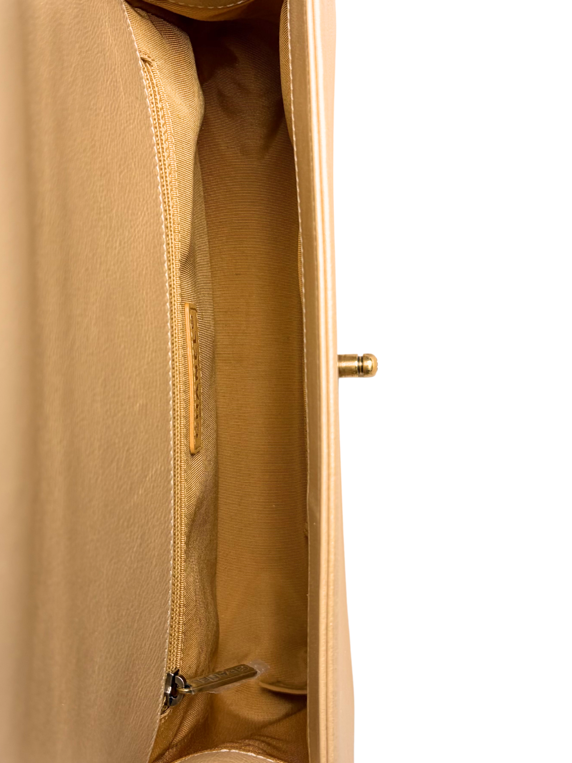 Chanel Boy Bag Medium Quilted Lambskin Beige with Gold Hardware