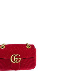 Gucci GG Marmont Red Mini Velvet Shoulder Bag