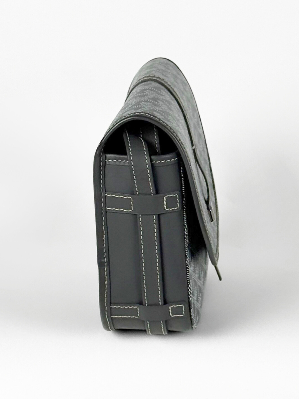 Goyard Belvedere PM Bag Grey Goyardine Canvas with Leather Trim