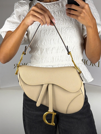 Dior Medium Saddle Bag in Biscuit