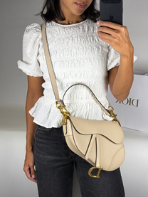 Dior Medium Saddle Bag in Biscuit