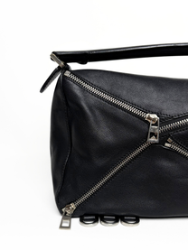 Loewe Puzzle Zipper Bag Black Leather
