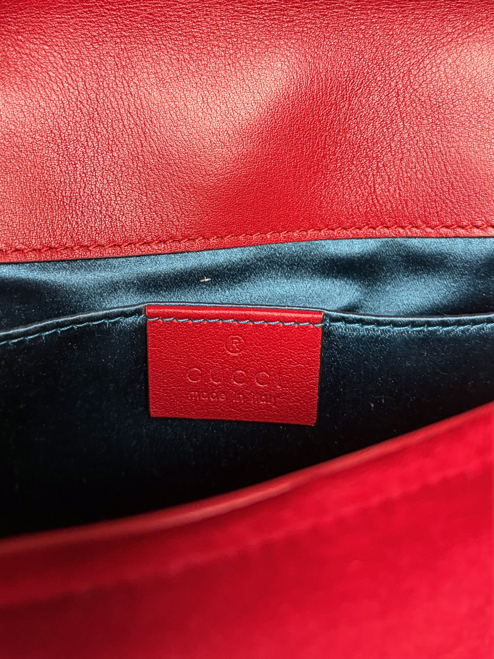 Gucci GG Marmont Red Mini Velvet Shoulder Bag