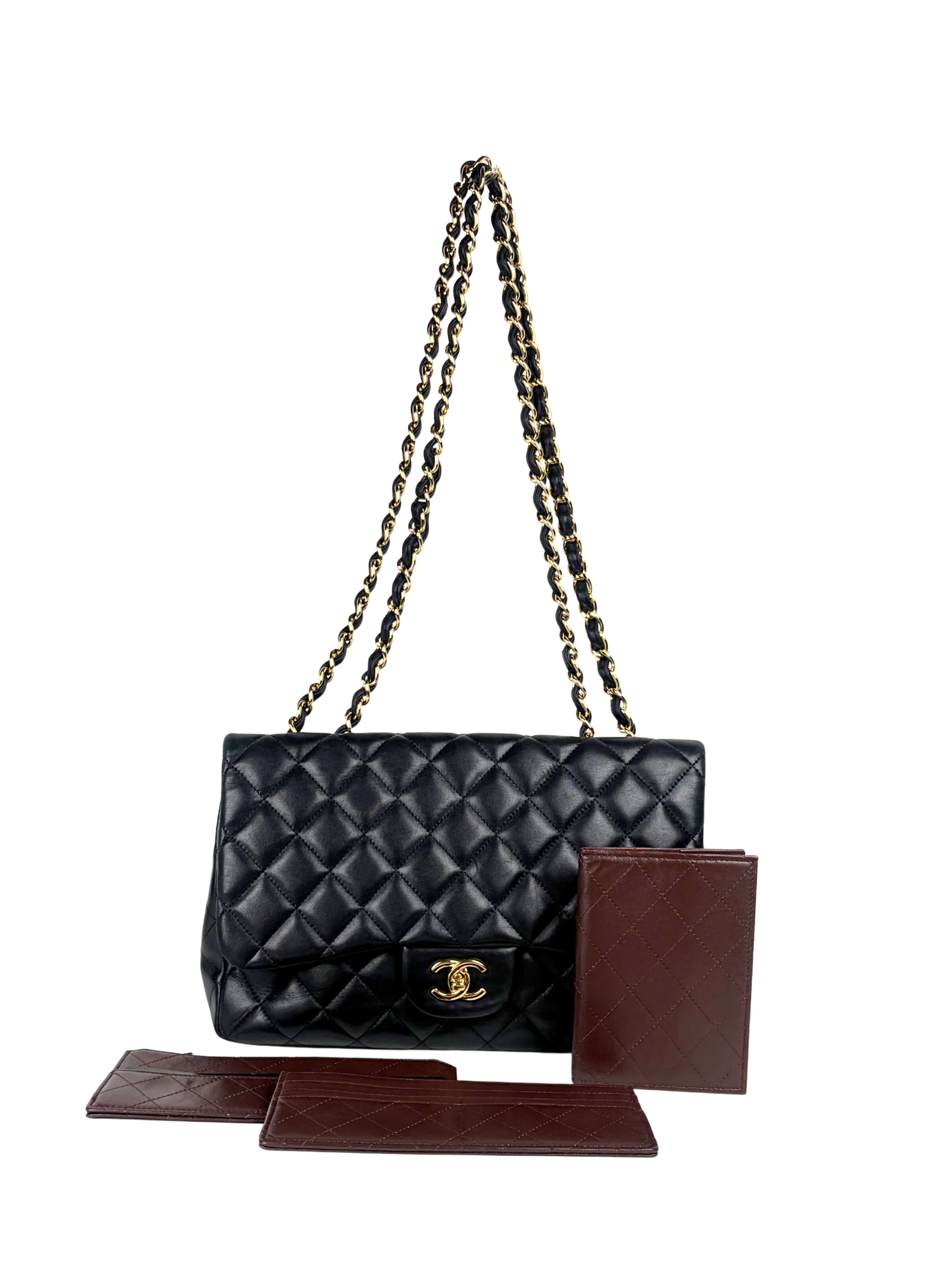Chanel Jumbo Classic Flap Bag in Black Lambskin Leather