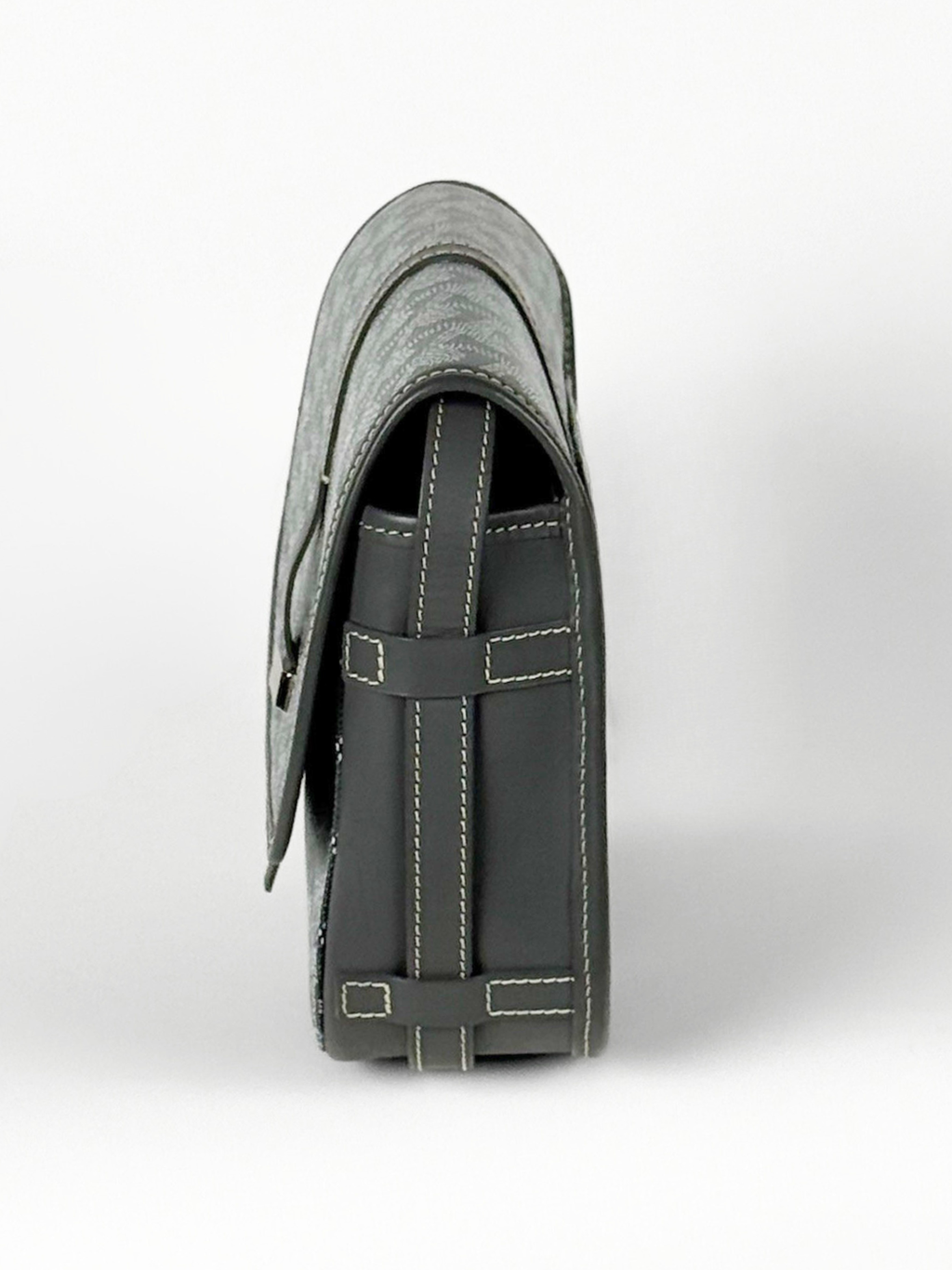 Goyard Belvedere PM Bag Grey Goyardine Canvas with Leather Trim