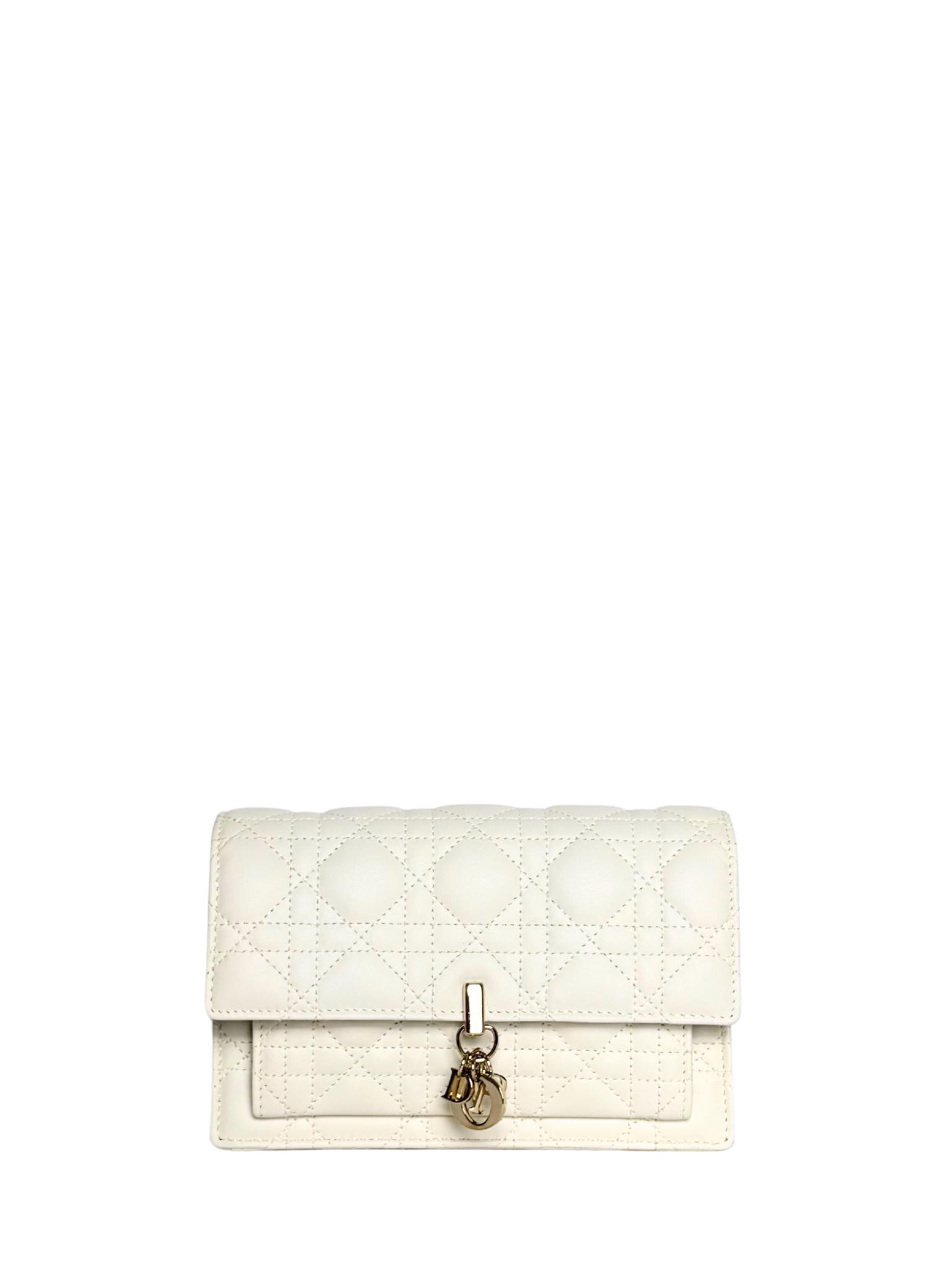 Dior My Dior Daily Pouch with Chain White Cannage Lambskin