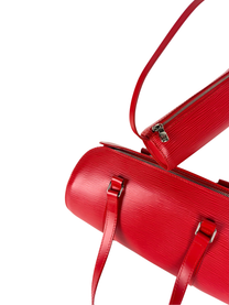 Vintage Louis Vuitton Red Epi Leather Soufflot Bag with Pochette