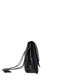 Bottega Veneta Intrecciato Crossbody Flap Bag Black