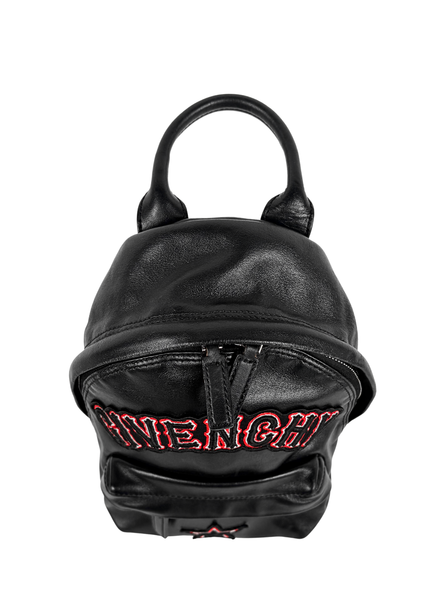 GIVENCHY STAR-PATCH MINI BACKPACK BLACK LEATHER