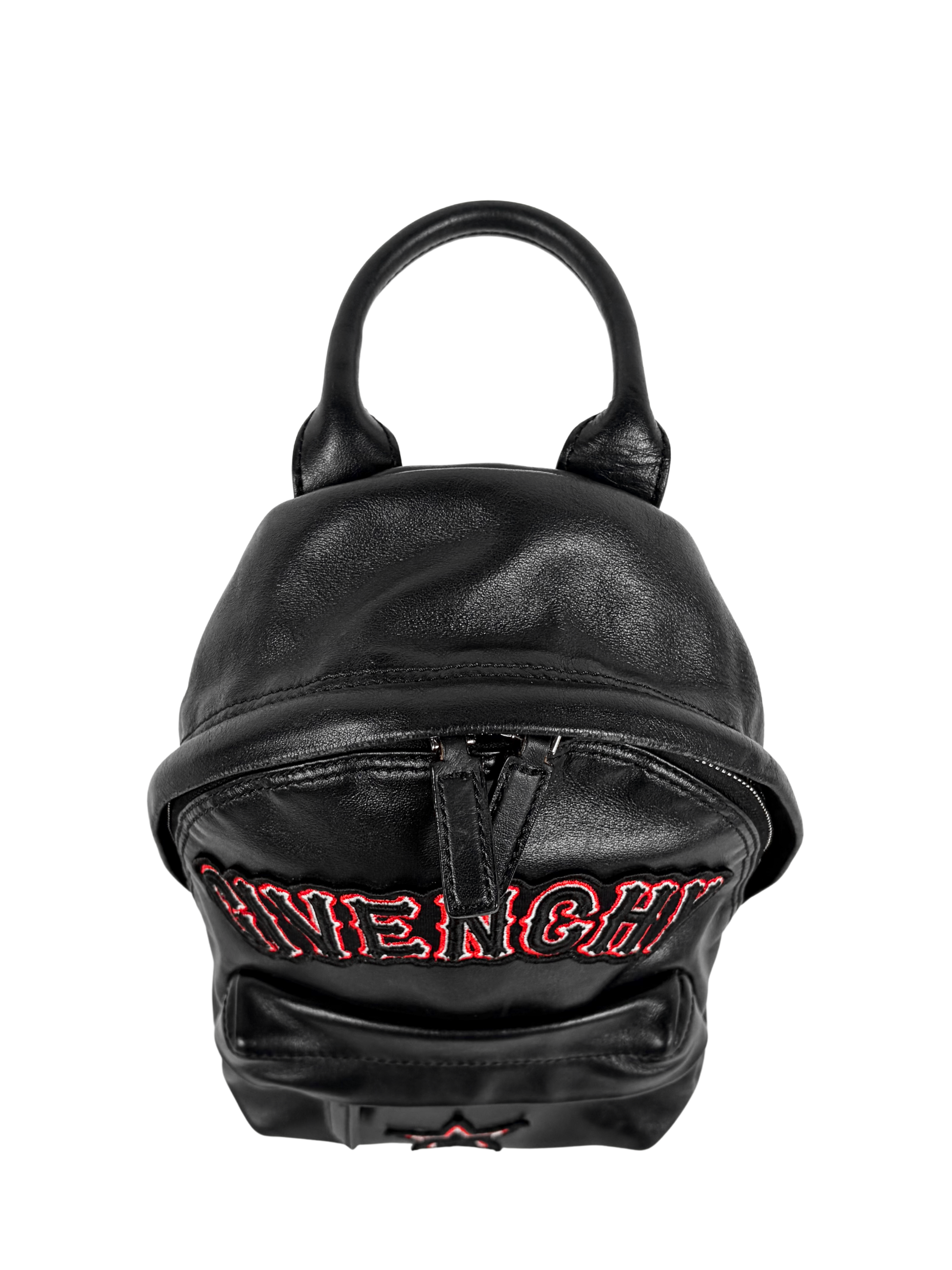 GIVENCHY STAR-PATCH MINI BACKPACK BLACK LEATHER