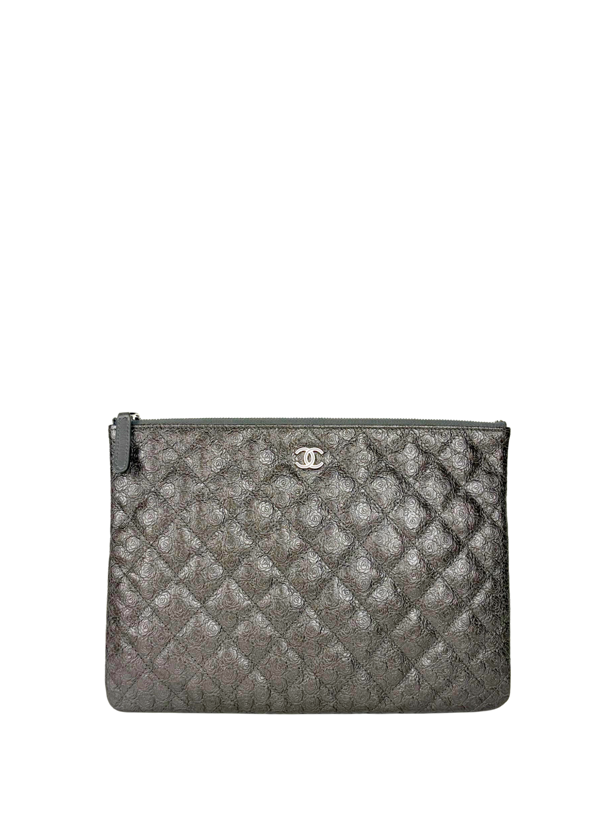 Chanel Embossed Camellia O-Case Pouch