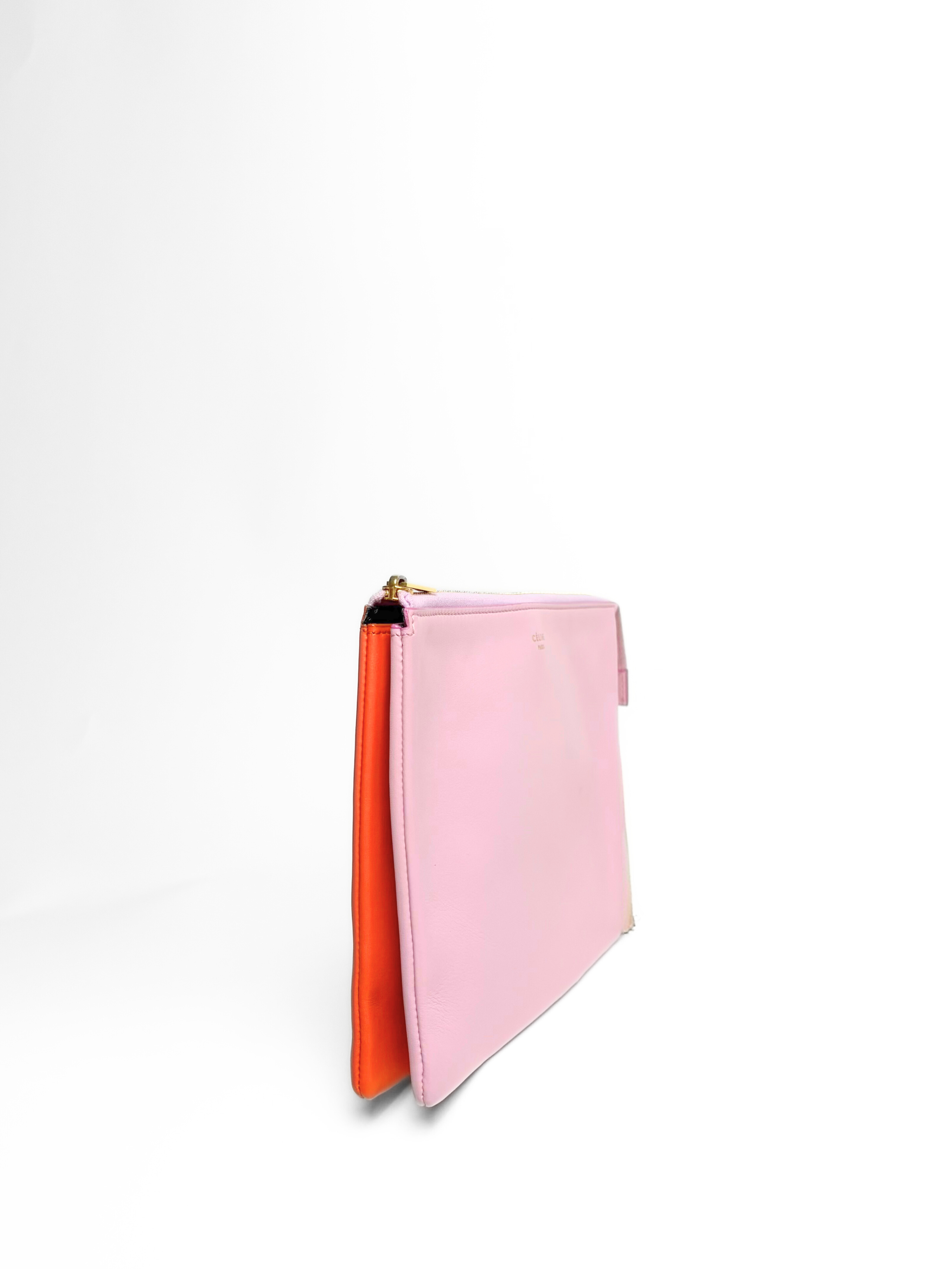 Celine Duo Pink/Orange Leather Pouch